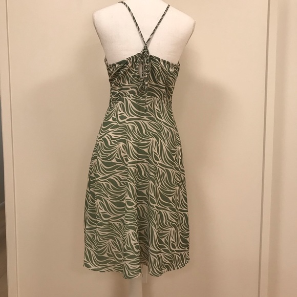 Vintage Green Tropical V-Neck Flowy Dress - Picture 3 of 7